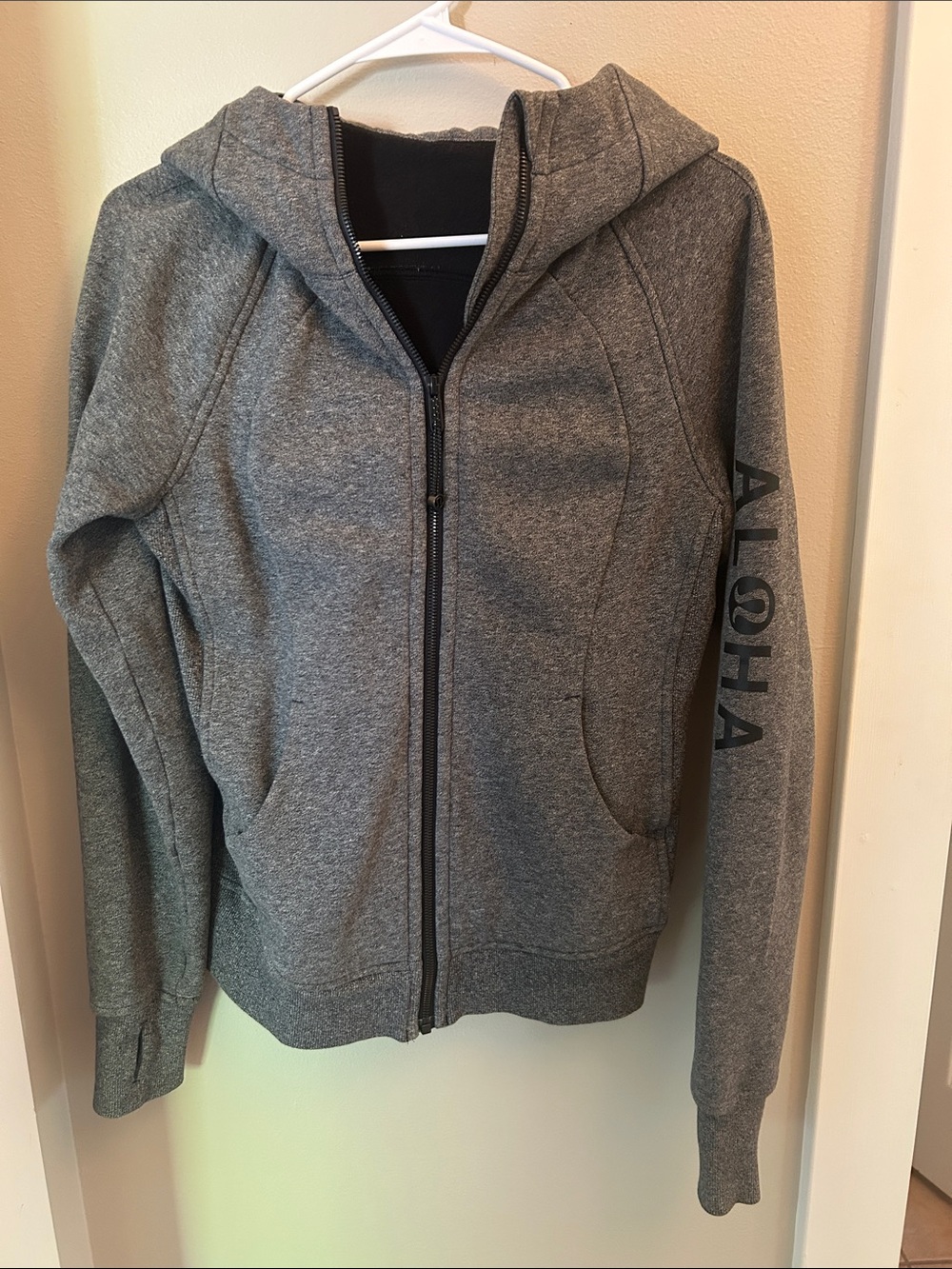 lululemon athletica Gray Full-Zip Hoodie with Aloha Sleeve